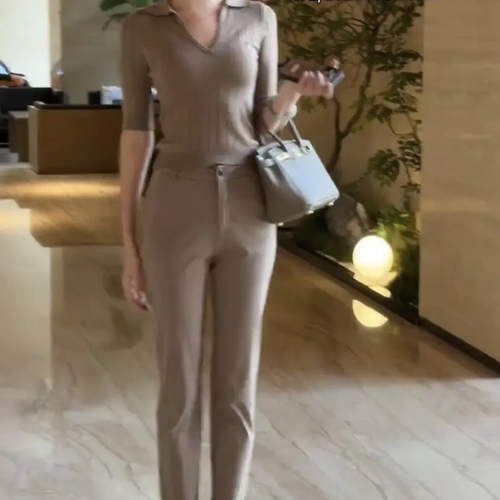 网红夏季新款高腰显瘦卡其色小脚直筒烟管西裤女通勤休闲九分裤子