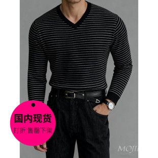 【特价现货】韩国男装潮流V领针织套衫男士韩版修身休闲毛衣ST039