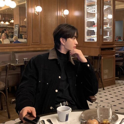 韩国男装代购raygun灯芯绒拼色翻领捏褶设计工装风夹克外套JK4681