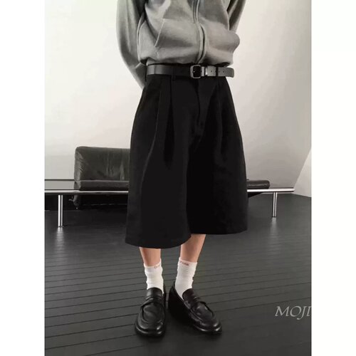 韩国东大门代购OnePoint夏原色双掐褶百慕大休闲牛仔短裤男PT4291