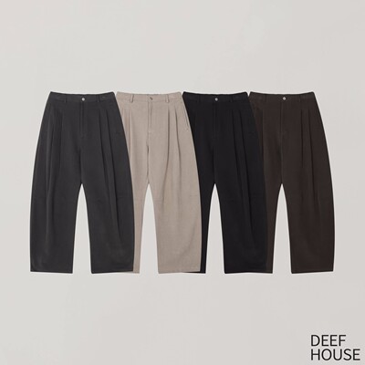 韩国男装代购DEEF厚桃绒纯棉双掐褶秋冬阔腿弧形切割休闲裤PT3863
