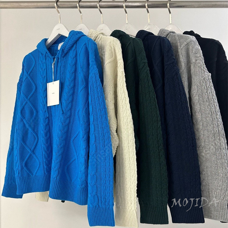 韩国男装代购时尚麻花编织超宽松大版连帽针织开衫男潮流男CD1842