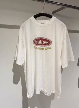 韩国代购男装BALLOW短袖T恤INS重磅水洗棉质字母印花TEE衫bTS5409