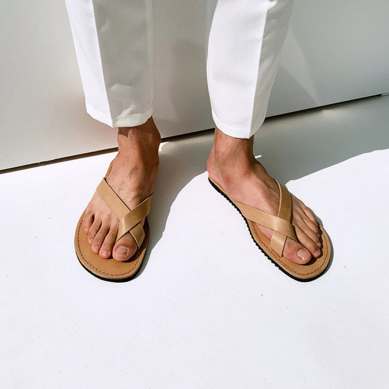 夏季新款韩国男鞋代购男士韩版潮流防滑牛皮夹脚拖鞋人字拖SHE110