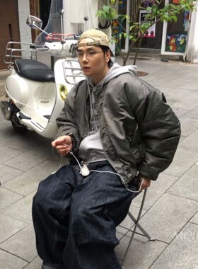 韩国男装代购MA-1蓬松痞帅美式复古风空军飞行夹克棉服外套JK4464