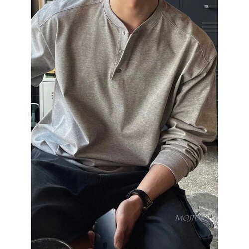 韩国代购男装高品LAINE重磅亨利领长袖春季T恤USA进口棉质TS5735