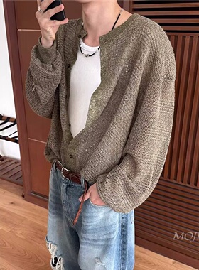 韩国东大门代购OASIS夏季轻薄网眼镂空设计师针织开衫外套-CD2274