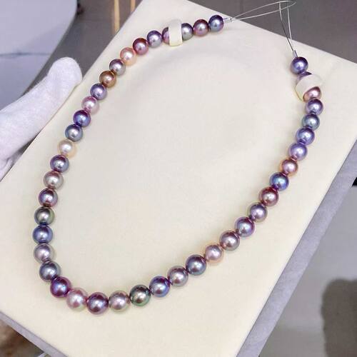 爱迪生混彩9-10精品混彩串珠粒珠怪色镜面正圆几乎无暇皮光光滑