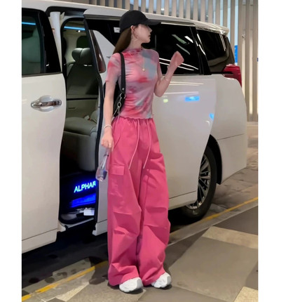 时尚套装女2026夏季新款洋气减龄显瘦扎染长袖上衣阔腿裤两件套潮