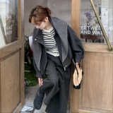 设计感显瘦上衣休闲裤双面呢套装女2025秋冬季新款韩版减龄两件套，女装套装/套裙，2D073