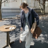 韩系休闲双面羊绒大衣女中长款2025秋冬新款高级感连帽羊毛外套，女装毛呢外套，2D073