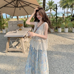 甜美罩衫叠穿碎花吊带连衣裙女夏2025新款温柔风减龄爆款长裙图片