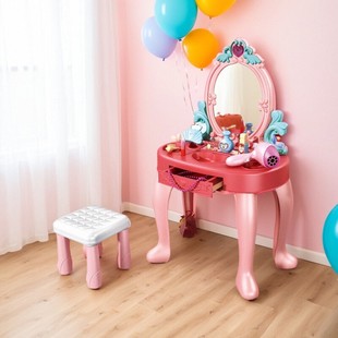 女孩玩具梳妆台套装 6岁 公主化妆桌镜子吹风机新年礼物过家家3
