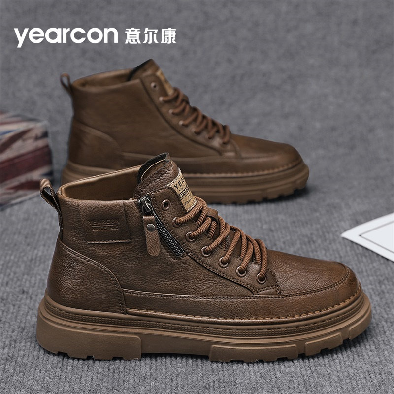 意尔康马丁靴男鞋2026新款春秋冬季东北加绒棉鞋男士中帮切尔西靴