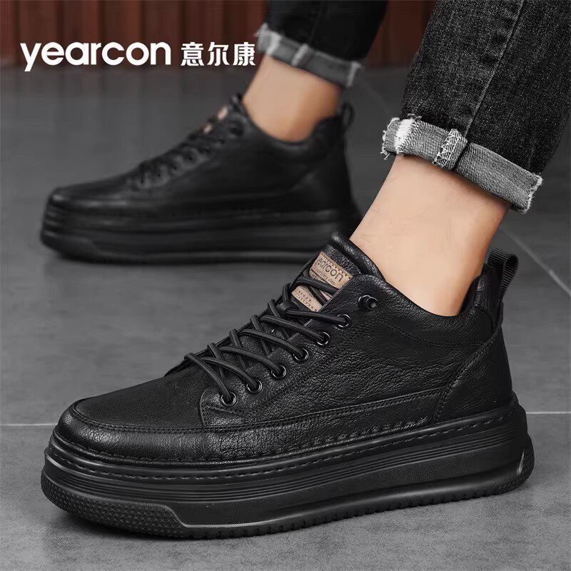 意尔康板鞋男鞋2026新款春秋冬季加绒棉鞋百搭男士一脚蹬休闲皮鞋