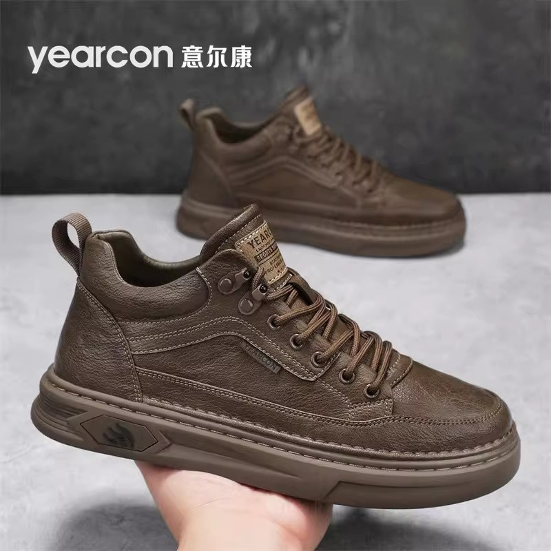 意尔康马丁靴男2026新款春秋冬季加绒棉百搭中帮板鞋男士休闲皮鞋