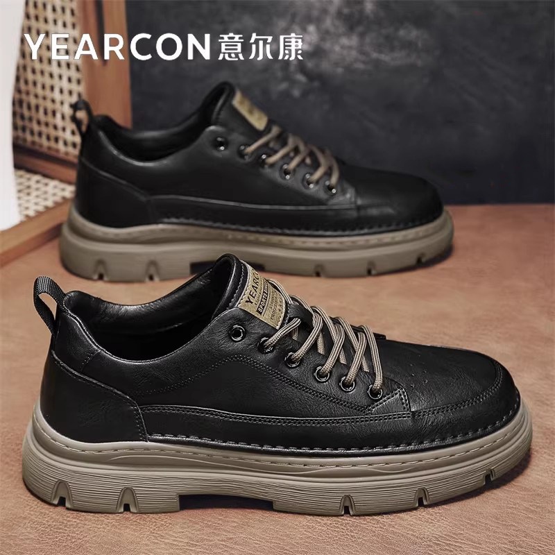 意尔康板鞋男鞋2026新款春夏季透气百搭爆款高端男士真皮休闲皮鞋