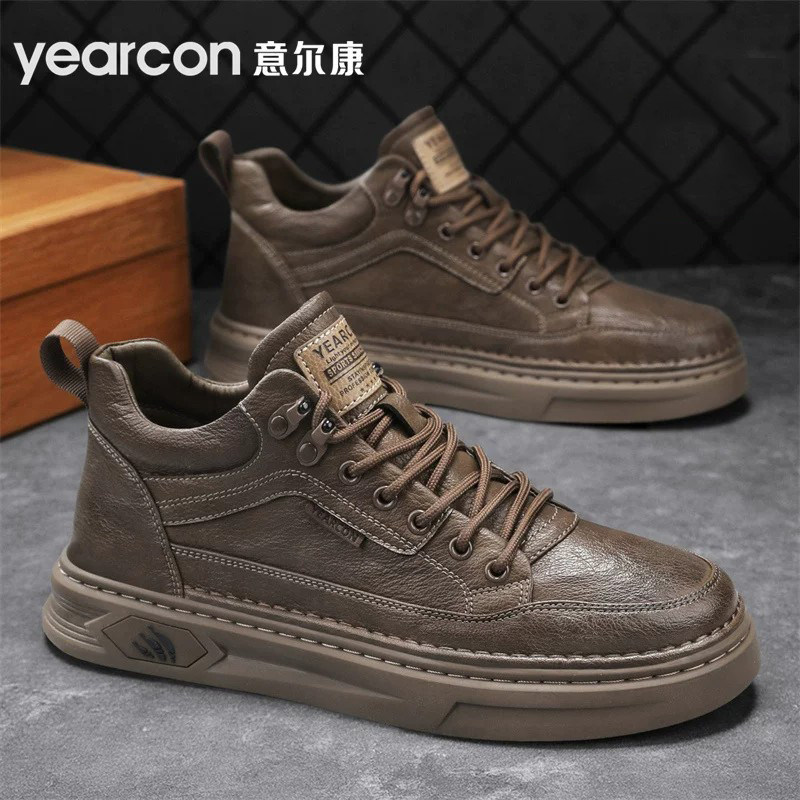 意尔康男鞋2026新款春秋冬季加绒棉鞋百搭爆款马丁靴男士休闲皮鞋