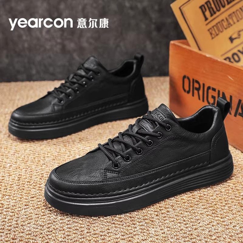 意尔康板鞋男鞋2026新款春秋季爆款百搭舒适男士高端商务休闲皮鞋