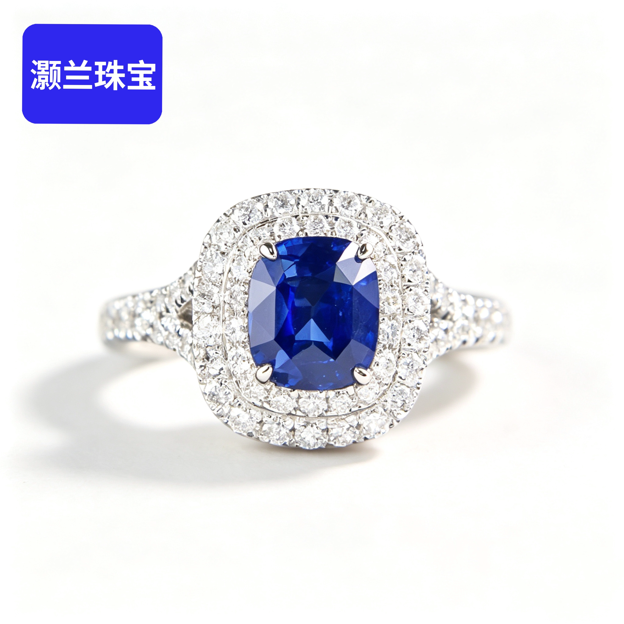 18K金天然皇家蓝宝石戒指女款手饰