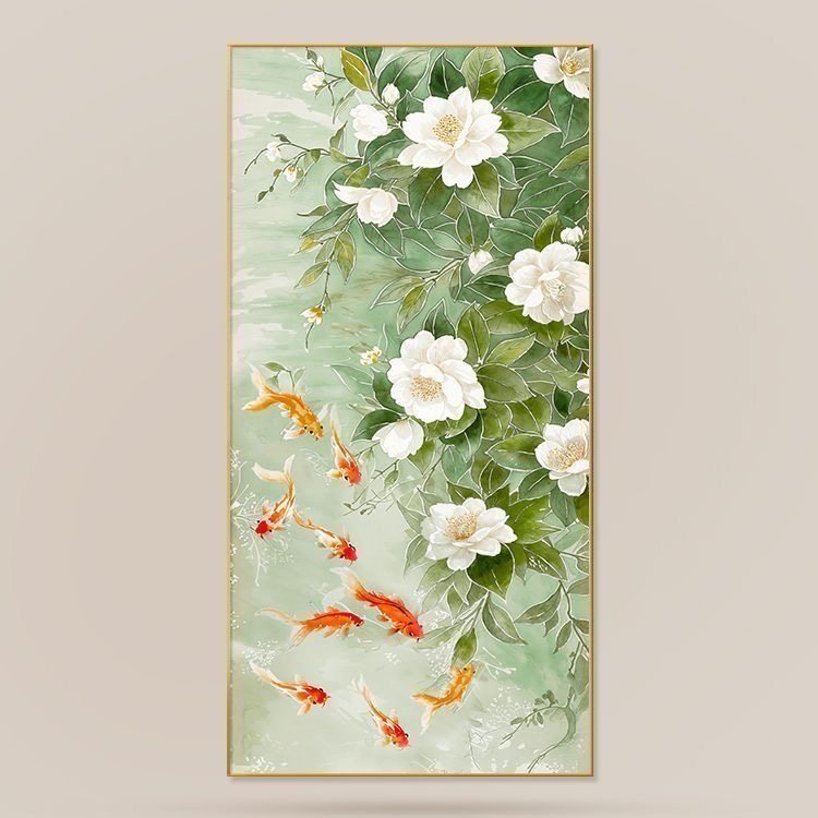 命运九鱼入户玄关装饰画国风走廊过道,家居饰品,油画,淘宝优惠券,粉丝福利购,淘宝优惠卷