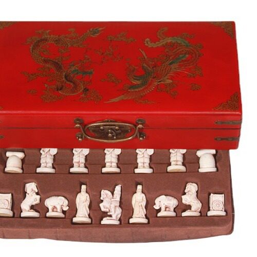 跨境热卖仿古中国象棋PU皮革棋盘西安兵马俑棋子人物造型亲子礼品