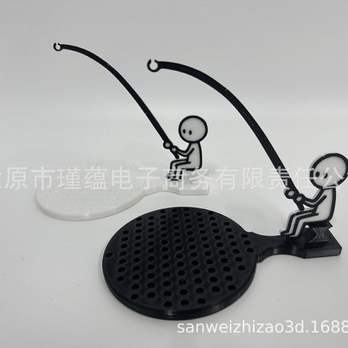 Tea Fishing，跨境茶钓3D打印的小人钓鱼茶包架带杯垫一体设计