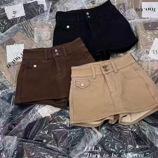 韩国东大门2025冬季新款时髦洋气百搭显瘦加绒牛仔半身短裙裤女