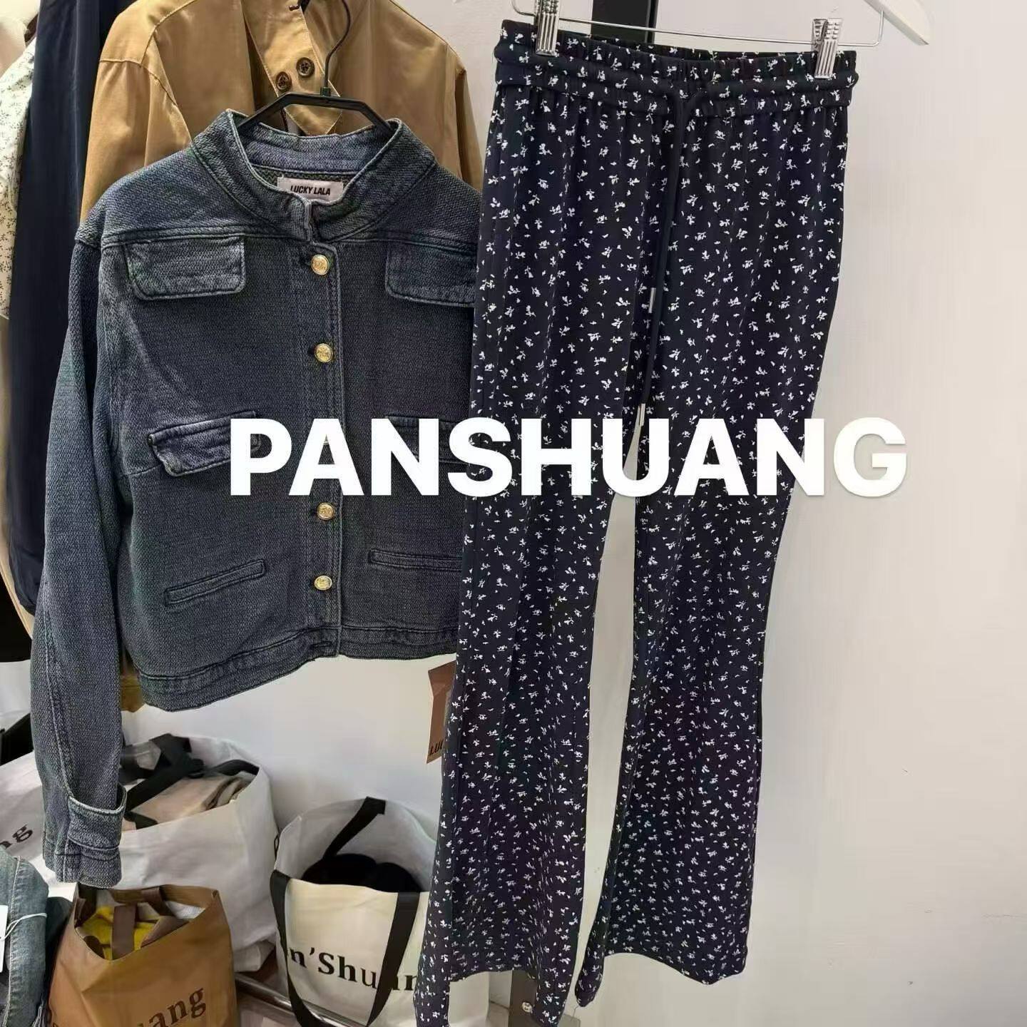 韩国东大门2026夏季新款抽绳碎花微喇叭阔腿裤高腰修身显瘦休闲裤