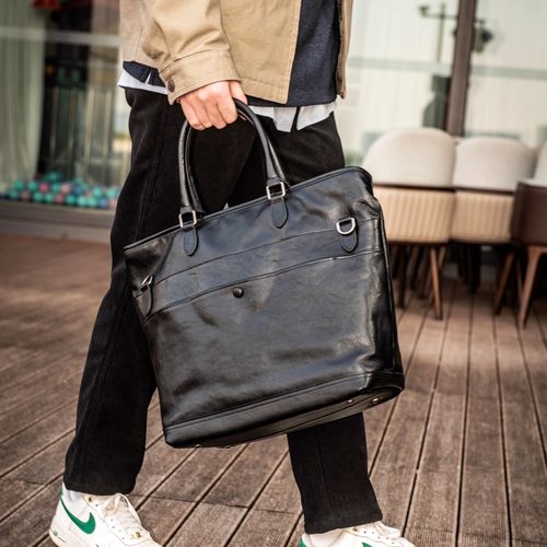 日韩风头层牛皮手提包