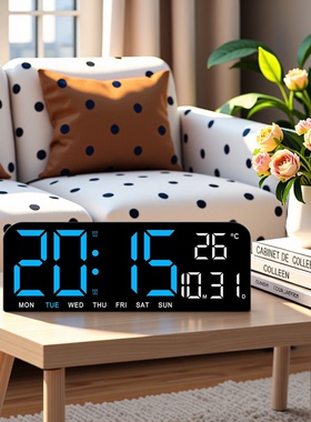 2026高颜值桌面LED数字时钟学生专用闹钟电子钟夜光静音超大屏ins