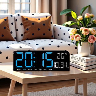2025高颜值桌面LED数字时钟学生专用闹钟电子钟夜光静音超大屏ins