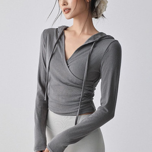 2025新款 T恤训练健身衣 连帽瑜伽服女速干显瘦跑步普拉提运动长袖
