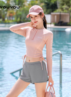 分体泳衣女2025新款爆款遮肚显瘦游泳馆专用高级感长袖防晒游泳