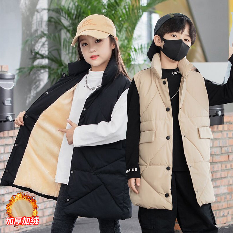 新款儿童羽绒棉马甲中长款加绒加厚男女童中大韩版秋冬季外穿坎肩