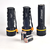 普通1档LED手电筒1号电池防水防爆免充电安全橡胶筒防灾停电家用