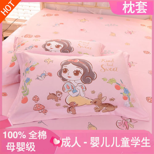 儿童枕套纯棉30x50迪士尼艾莎女王幼儿园卡通女孩全棉枕头套40x60