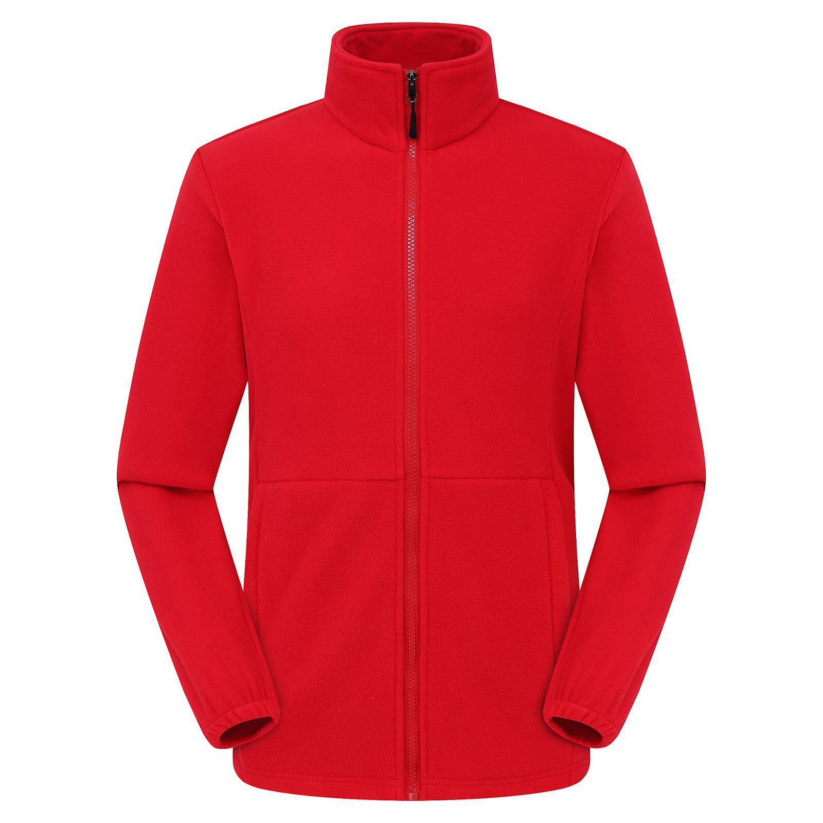 红色摇粒绒外套工作服定制公司年会企业员工团体聚会服装印logo