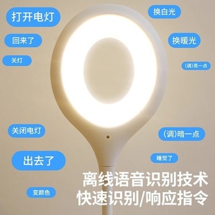 人工智能语音台灯小夜灯控制灯usb声控灯感应灯led插口一体床头灯