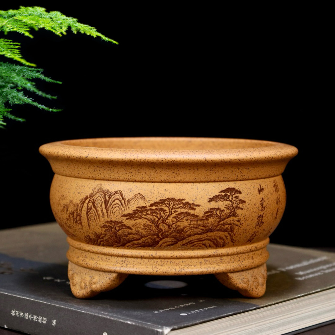 特价精品柴烧紫砂花盆小多肉菖蒲云竹金弹子盆景盆桌面绿植盆栽盆