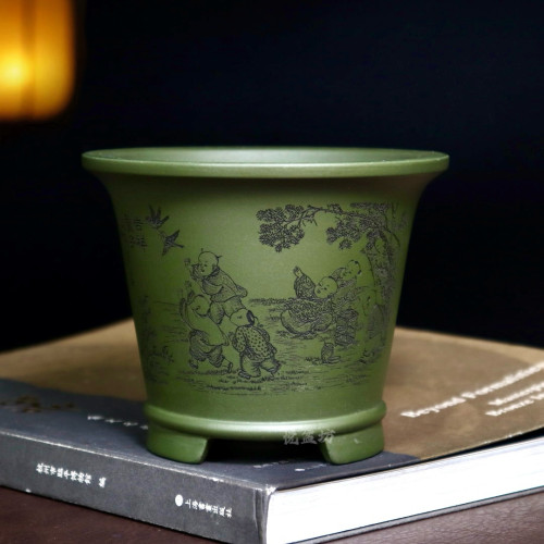 高档精品紫砂花盆小多肉菖蒲云竹兰花盆景盆金弹子桌面绿植盆栽盆