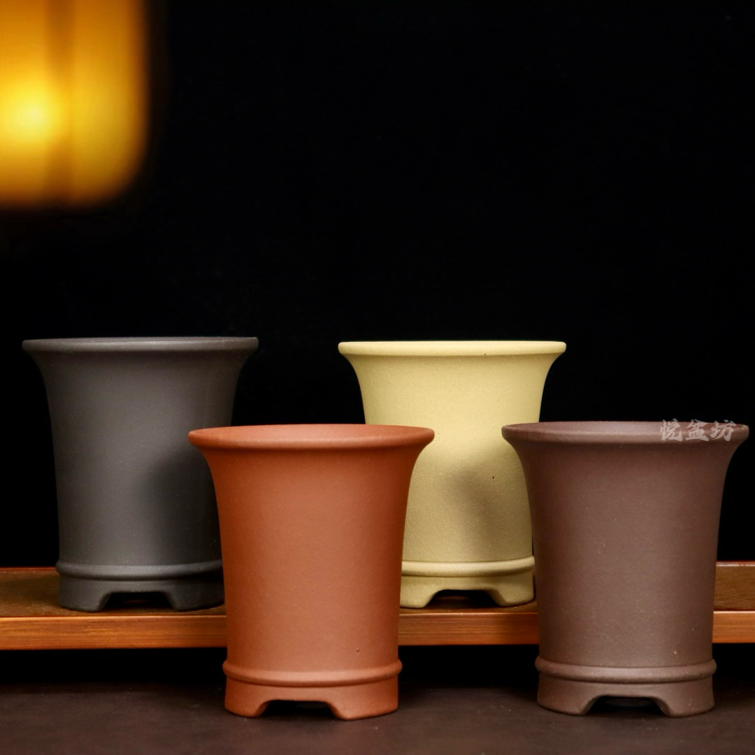 特价精品紫砂花盆小兰花专用盆景盆高圆形透气多肉云竹绿植盆栽盆