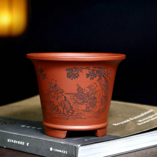 精品高档紫砂花盆小多肉云竹菖蒲盆景盆矮兰花盆栽盆桌面绿植圆盆