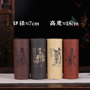 宜兴紫砂花盆兰花专用小多肉老桩悬崖签筒盆景盆紫砂笔筒花盆直销