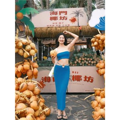 泰国三亚海岛出游穿搭性感辣妹针织套装夏季两件套半身裙海边度假