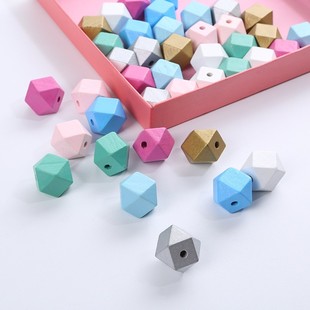 创意几何切面八角小鸟玩具配件 手工DIY配件 彩色八角木珠