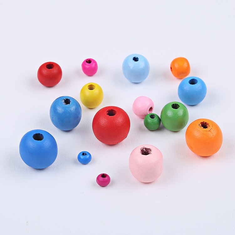 环保散珠圆木珠宝妞木