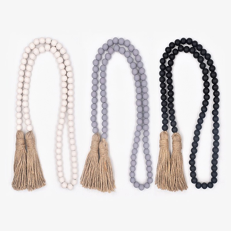 北欧简约风木珠串珠麻绳流苏木
