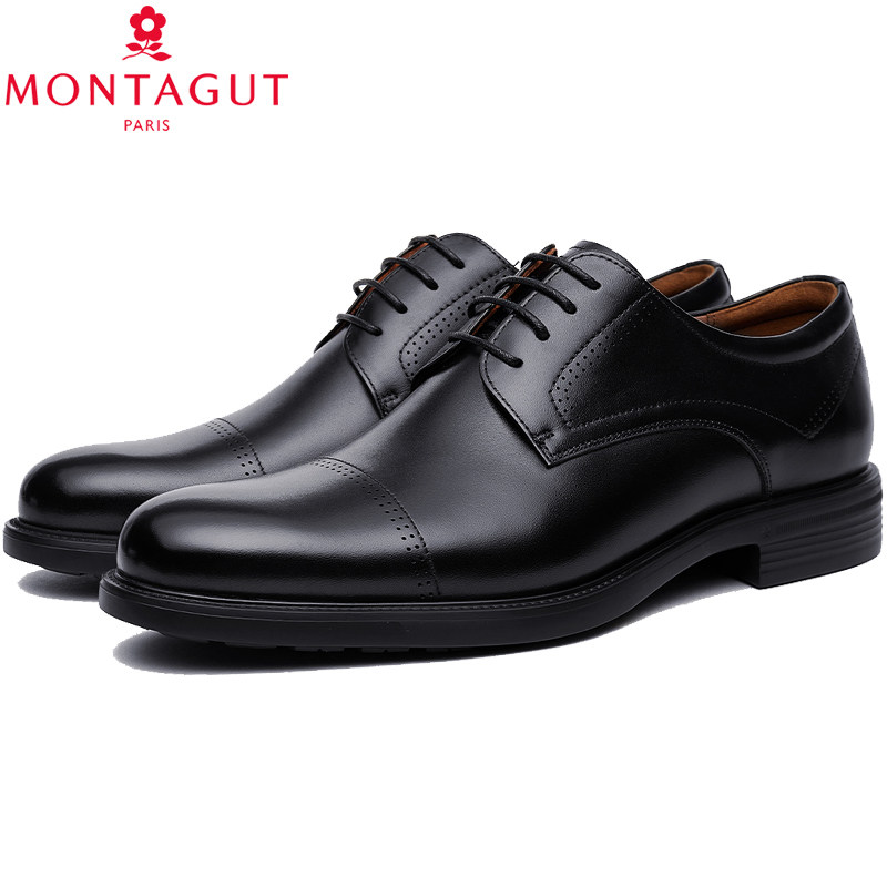 梦特娇男鞋秋冬季牛津鞋商务正装牛皮鞋三接头 皮鞋男结婚新郎鞋