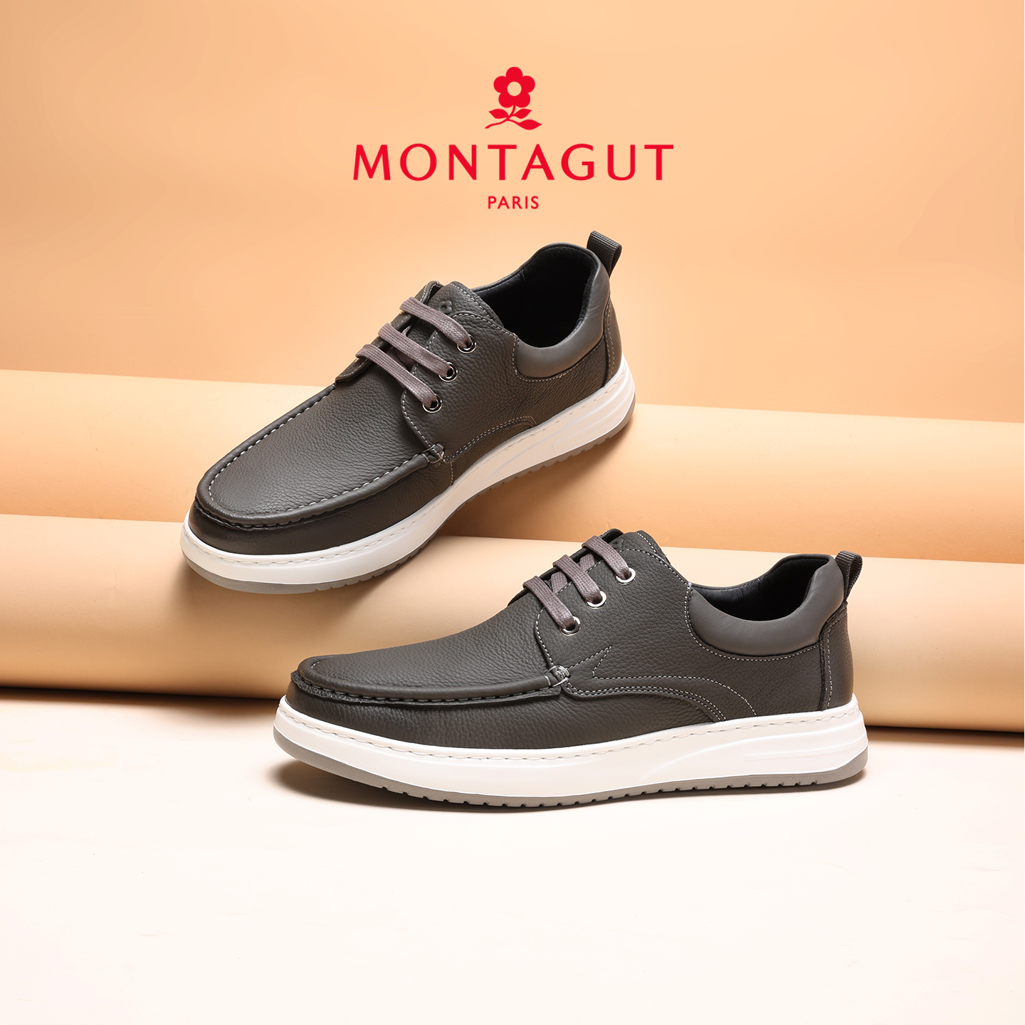 梦特娇厚底缓震轻便户外休闲皮鞋